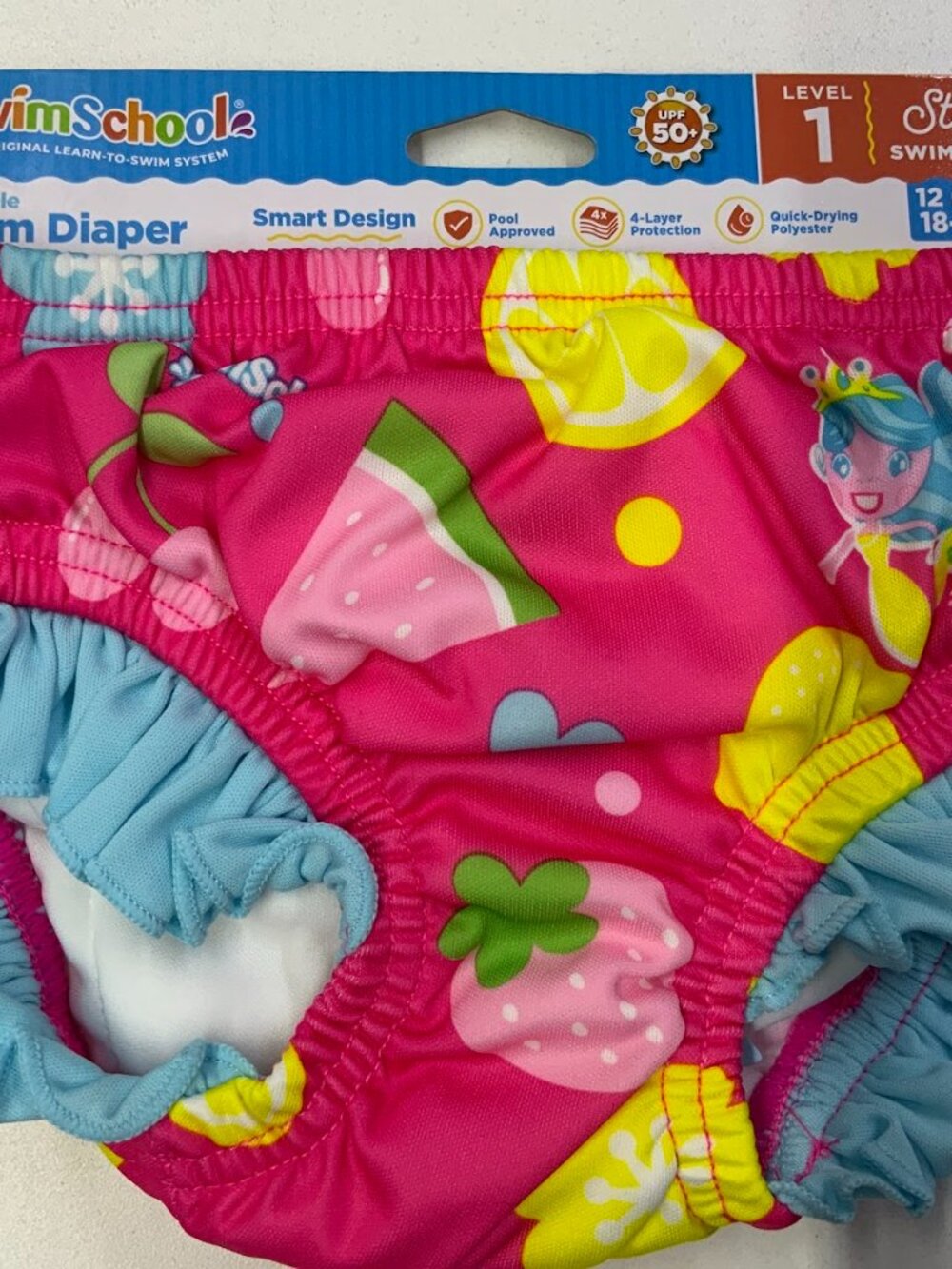 SwimSchool Reusable Swim Diaper Pink Mermaid 12M+ 18-22 lbs